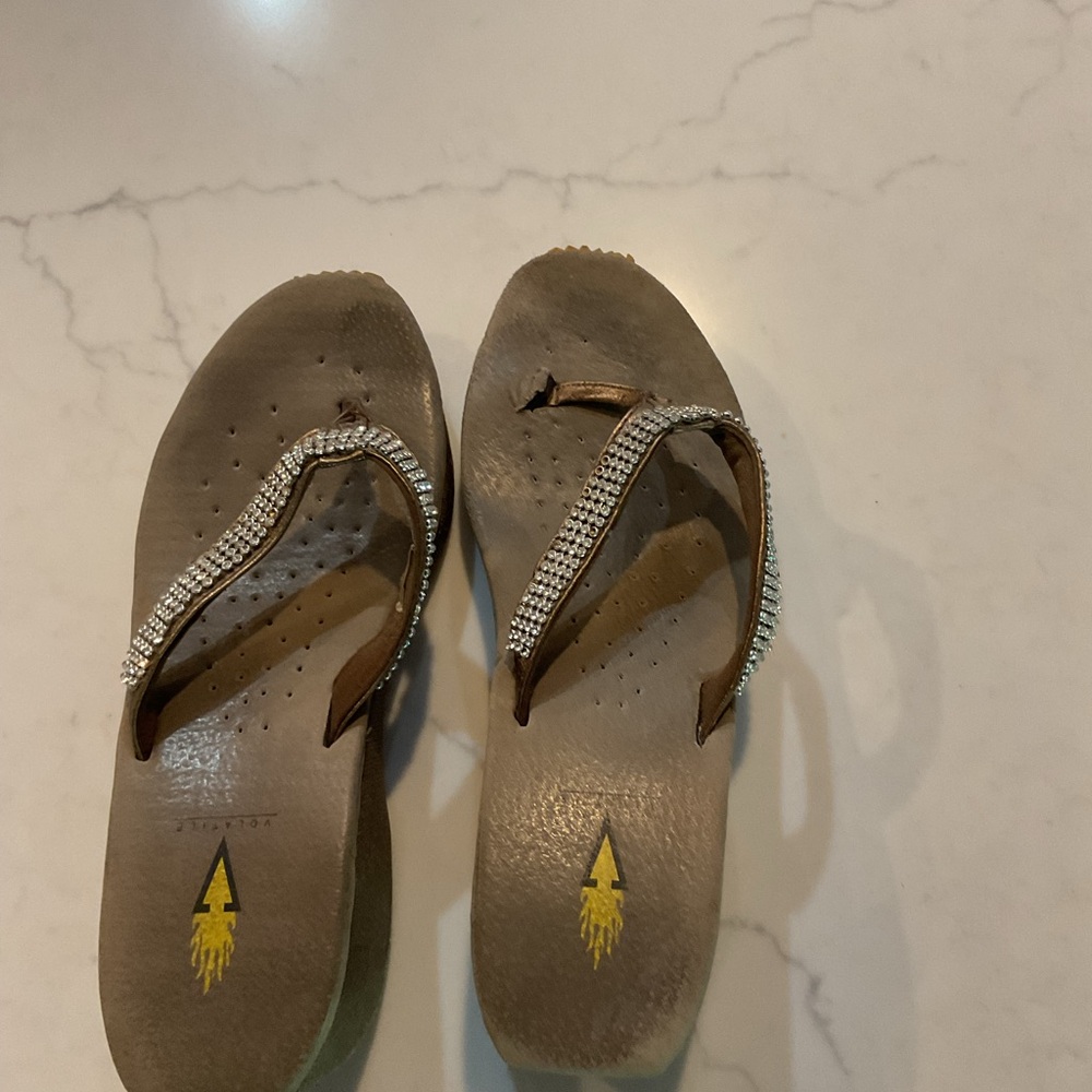Volatile Brown Sandals with Silver Accents